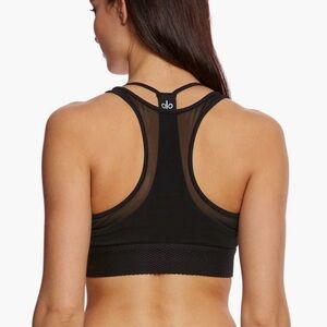 ALO Yoga Black Racerback Mesh-Back Sports Bra